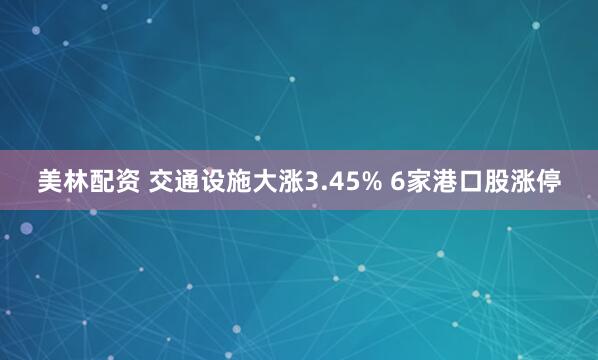美林配资 交通设施大涨3.45% 6家港口股涨停